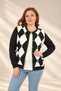 Women's Diamond Patterned, Button-Front, Plus-Size Viscose Knit Cardigan - 2