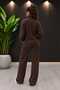 Women's Modal Fabric Soft-Textured Jacket-Style Sweatsuit Set with Gold Button Details, Zip Detail, and Flared Pants - 4