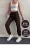 Women's Brushed Inside Scuba Fabric Diver-Style Sweatpants - Brown