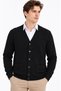 Men’s V-Collar Woven-Knit Wool Cardigan with Diamond Pattern and Buttons, Black - 2