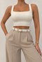 Women's Gold-Buckled Slim Belt – Stylish with Metal Accents, Adjustable, Everyday and Classic Pants Belt - 2