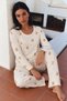 Women's Stylish Stretchy Ecru Pajama Set - 2