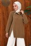 Side-Zip Closure Knit Sweater TSD260371 Taupe Color - 2