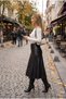 Patchwork Leather Skirt / Faux Leather Flared Skirt, Full Length 80 cm - 4