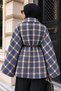 Pera Buttoned Plaid Poncho TSD260365 Blue - 5