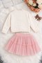 Pink Girls' 3-Piece Set with Cherry-Embroidered Sweater and Tulle Skirt, Ages 2–5, 25065 - 4