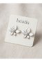 Silver-Colored, White-Enameled, Five-Petaled Lily Flower Earrings - 4
