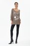 Women's Italian /Written/Oversized Knit Sweater with Leopard Print Necklace and Rhinestones, Sizes 40–46 - 4