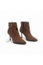 Brown Suede Women's Pointed Toe Boots with Accessory Details and 8 cm Stiletto Heels - 3