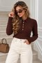 Women's polo collar button-up knit sweater with braided pattern - 3