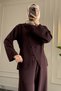 44457 Stylish, Comfortable, Soft Modal Fabric Knit Top and Bottom Set with Button Details for Women - 5
