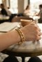 Gold-Toned Rice-Patterned Star-Embellished Chain Women's Bracelet - - 2