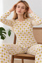 Women's Winter Trend Yellow Nightgown and Pajama Set 4862 - 4