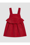 Lcw Baby Red Ruffle Baby Girl Velvet Salopet Set - 3