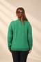 Women's Plus-Size Stretch Viscose T-Shirt with Embroidered Sleeves Featuring a Floral Print, Beaded Detail, and Stone Embellishments - 4
