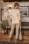 Italian Open-Front, V-Neck, Long-Sleeve, Digitally Printed Casual Angora Wool Blend Knit Blouse 65 55 - 6