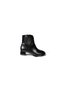 Women's Black Shiny 5cm Thick Shiny Heel Buckled Ankle Boots with Side-Zip Closure and Pointed Toe - 3