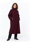 Burgundy Women's Oversized Long Melton Coat - 5