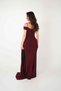 Metallic Fabric Shawl Detailed Evening Dress - Bordo - 5