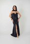 Jakar Fabric Strapless Evening Dress with Shawl Detail - Dark Blue