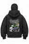Double Hooded Washable Fabric Ninja Balaclava Black Printed Sweatshirt 3 Thread Thick Fleece