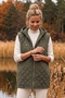 Italian Khaki Hooded Zipper-Front Vest with Hidden Pockets, Embroidered Sequins, and Quilted Woven Material 75 63 - 4