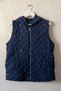 Italian Navy Blue Hooded Zipper-Front Quilted Woven Vest with Hidden Pockets and Sequin Embroidery 75 63 - 2
