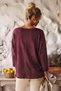Italian Burgundy Pool-Neck Batwing Sleeve Collared Casual Oversized Knit Blouse 68 67 - 7