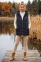 Italian Black Hooded Zipper Casual Quilted Woven Vest with Hidden Pockets and Embroidered Sequins 75 63 - 5