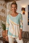 Italian Turquoise Pool Neck Long-Sleeve Digital Print Casual Angora Wool Blend Knit Blouse 64 56 - 4