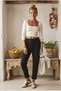 Italian Black Casual Velvet-Woven Pants with Elasticated Hem, Tie-Detail, and Narrow Legs, 100 56 - 4