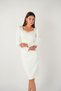 Crepe Fabric Pearl Detailed Pencil Evening Dress - WHITE - 2