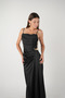 Satin Fabric Shawl Detailed Evening Dress - Black - 4