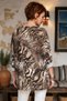 Italian Beige V-Neck Long-Sleeve Leopard Print Casual Angora Wool Blend Oversized Knit Blouse 71 70 - 8