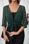 Women's Poor Sleeves Tie Front Short Chiffon Bolero Jacket - 3