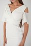 Crepe Fabric Pencil Dress with Ruched Detail - WHITE - 4