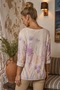 Italian Lila Pool Neck Long-Sleeve Digital Print Casual Angora Wool Blend Knit Blouse 65 55 - 6