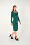 Crepe Fabric Pearl-Detail Pencil Evening Dress - EMERALD GREEN - 2