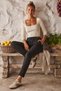 Italian Black-Pocketed, Elasticated Hem, Tie-Detail, Narrow Leg, Stretch Fabric, Woven Pants 102 58 - 5