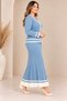 Plus-Size Knit Striped Button-Down Set, Blue - 4