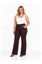 Curve Brown High-Waisted Palazzo Pants with Pockets, Women's Plus Size.