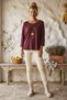 Italian Burgundy Pool-Neck Batwing Sleeve Collared Casual Oversized Knit Blouse 68 67 - 5