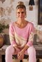 Italian Dark Pink Pool-Neck Long-Sleeve Digital Print Casual Angora Wool Blend Knit Blouse 64 56