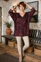 Italian Burgundy V-Neck Long-Sleeve Leopard Print Casual Angora Wool Blend Oversized Knit Blouse 71 70 - 6