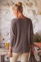 Italian Taupe Color Mink-Print Pool-Neck Batwing Sleeve Collared Casual Oversized Knit Blouse 68 67 - 7