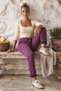Italian Burgundy-Colored Casual Velvet-Woven Pants with Pockets, Elasticated Hem, Tie-Detail, Narrow Leg, Size 100, 56 - 4