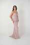 Jakar Fabric Strapless Evening Dress with Shawl Detail - Pudra - 2