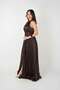 Chiffon Gauze Evening Gown with Corset - BROWN - 2