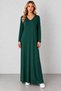 Women's V-Neck Long-Sleeve Viscose Dress, Drapey, Relaxed Fit, Comfortable Cut, Maxi Length, Bohemian Style, Timeless Elegance, Transitional, Seasonal - 5