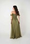 Chiffon Organza Fabric Evening Dress with Ruffle Detail - Khaki Green - 5